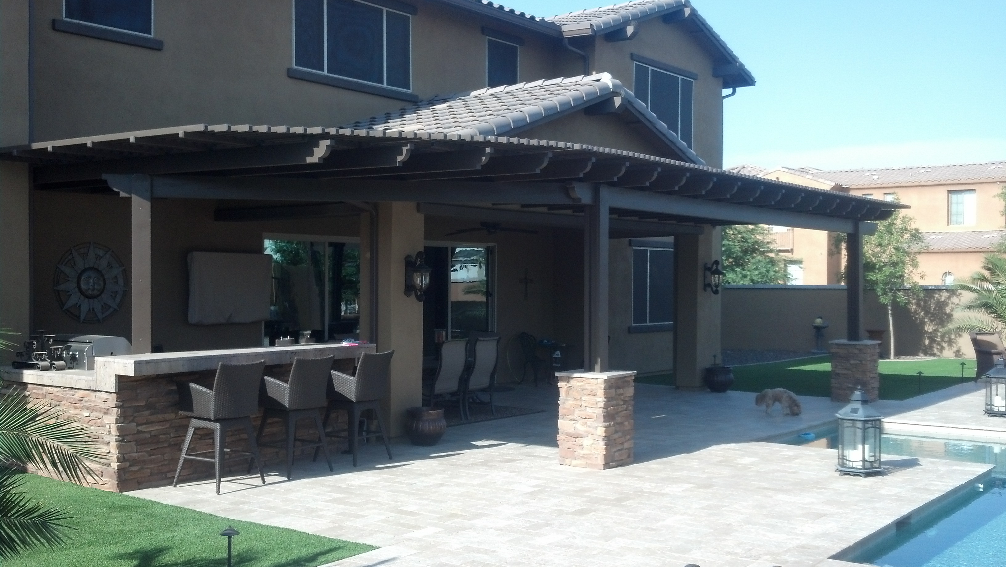 Alumawood Patio Covers Arizona Rain Gutters Shade Experts Rain throughout proportions 3264 X 1840