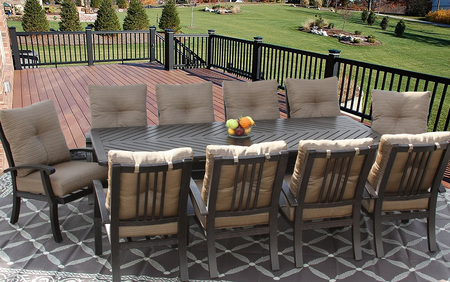 Barbados Cushion Outdoor Patio 11pc Dining Set For 10 Person With intended for proportions 1500 X 939