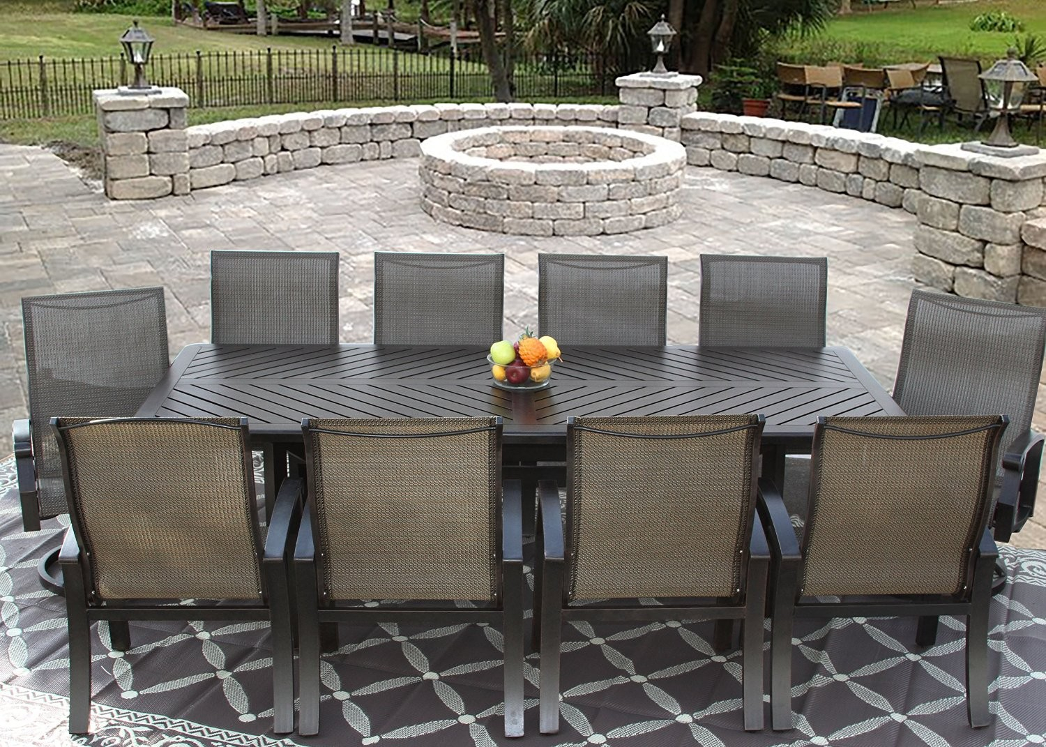 Barbados Sling Outdoor Patio 11pc Dining Set For 10 Person With with regard to size 1500 X 1071