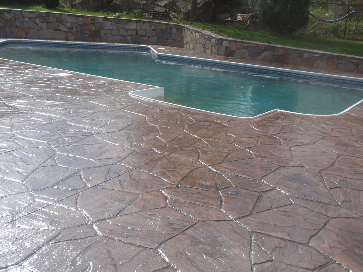 Colored Pavers Or Stamped Concrete Patio Look Better In The Rain with regard to size 1239 X 929