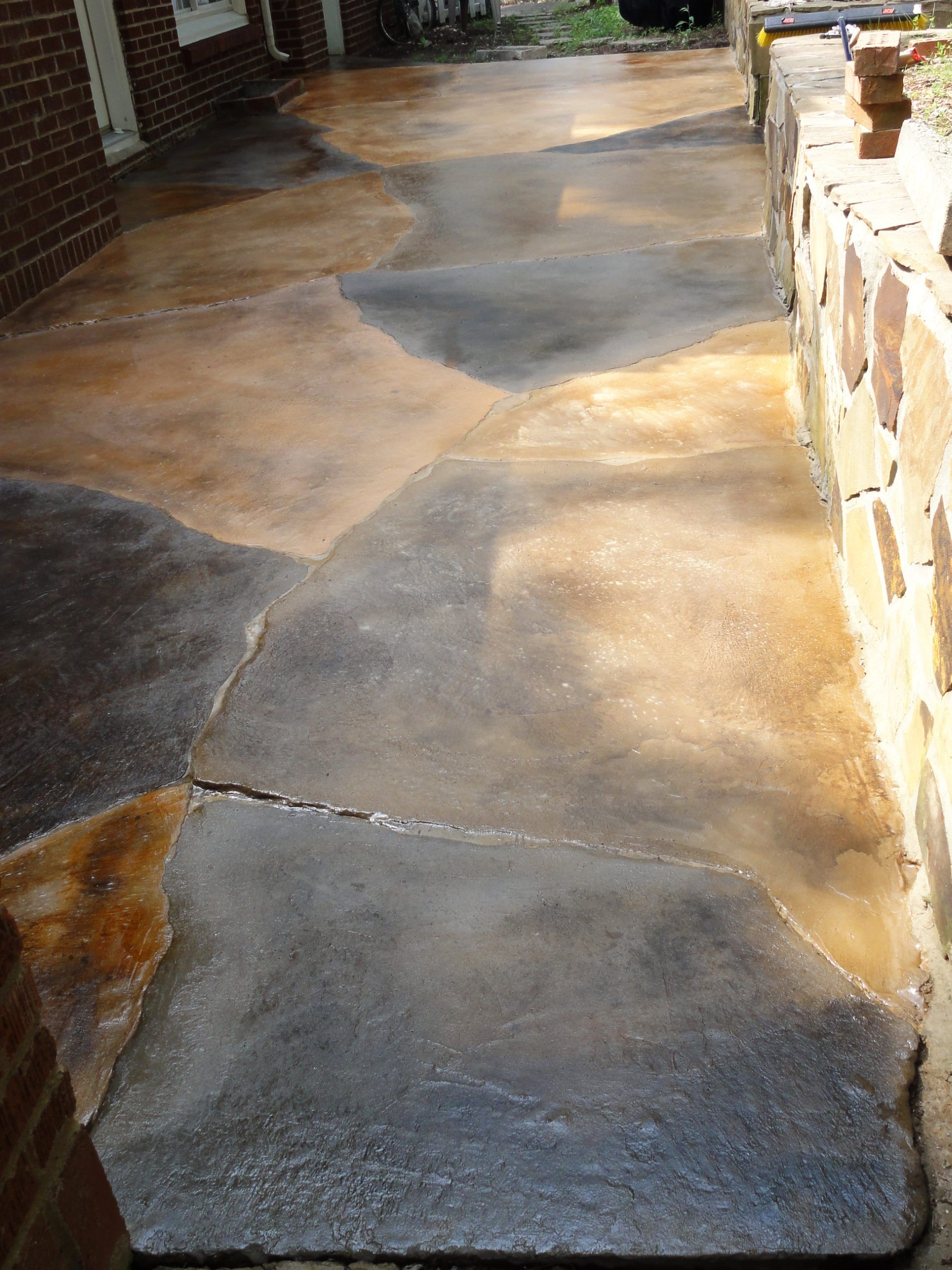 Cracked Patio Concrete Stain Existing Cracks As Mortar Lines To in size 1920 X 2560