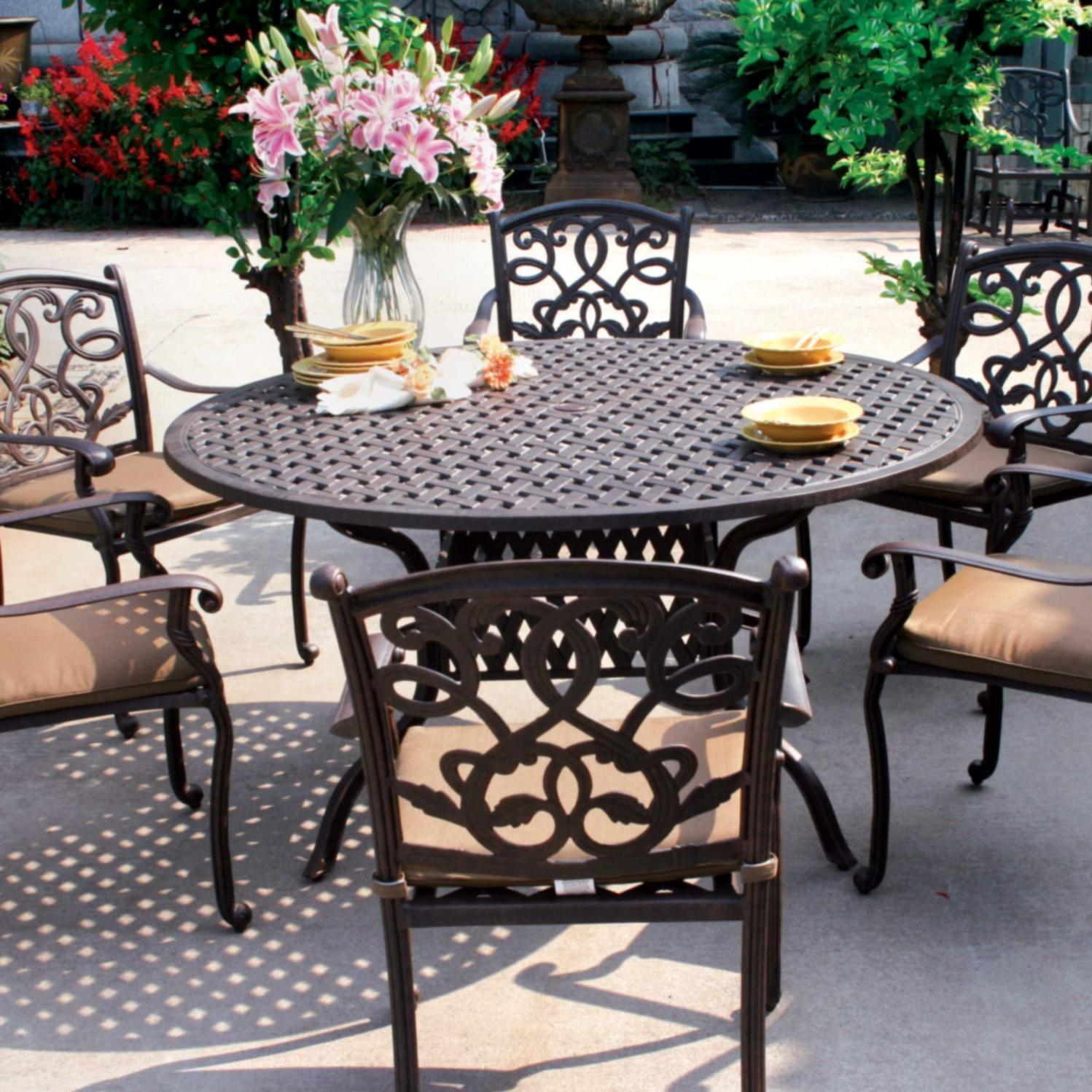 Darlee Santa Monica 7 Piece Cast Aluminum Patio Dining Set With for measurements 1498 X 1498