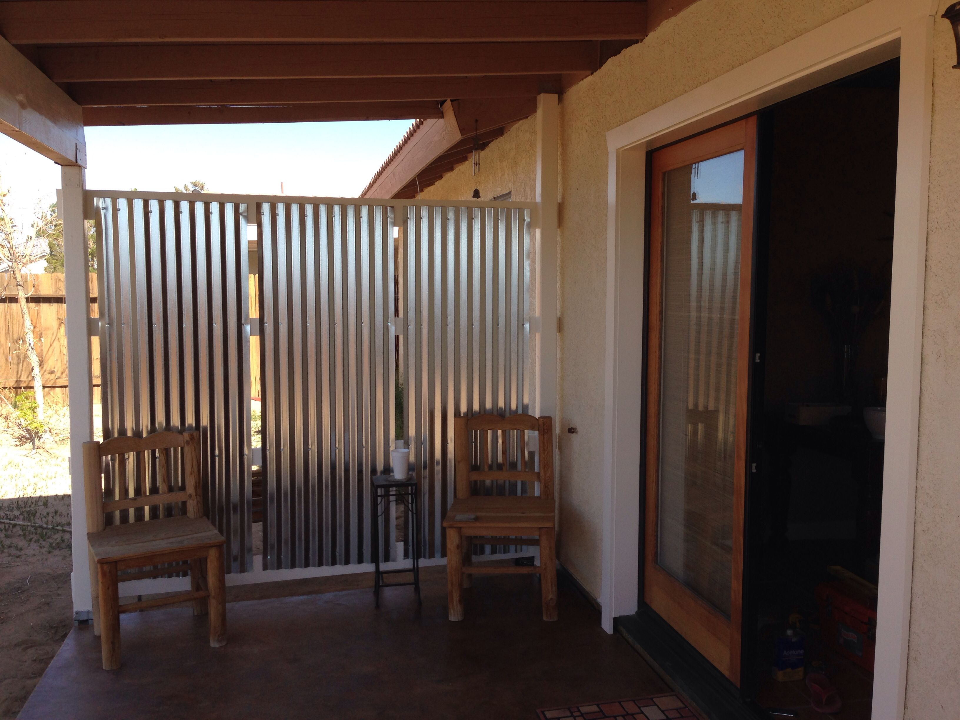 Diy Corrugated Privacy Screen And Wind Break Backyard Outdoor throughout dimensions 3264 X 2448