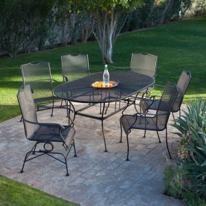 Hamlake Wrought Iron Rectangular Patio Dining Table Small Metal with dimensions 1092 X 1092