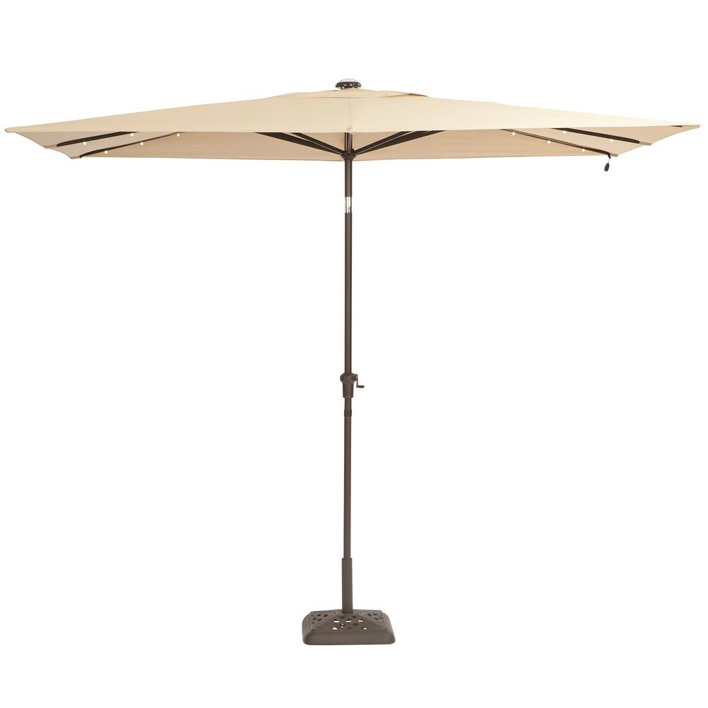Hampton Bay 10 Ft X 6 Ft Aluminum Solar Patio Umbrella In Cafe for size 1000 X 1000