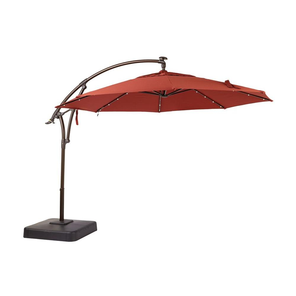 Hampton Bay 11 Ft Led Offset Patio Umbrella In Sunbrella Henna for size 1000 X 1000