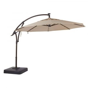 Hampton Bay 11 Ft Led Offset Patio Umbrella In Sunbrella Sand intended for proportions 1000 X 1000