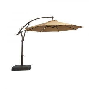 Hampton Bay 11 Ft Solar Offset Patio Umbrella In Cafe Yjaf052 Cafe regarding proportions 1000 X 1000