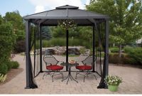 Hard Top Gazebo Metal Frame Canopy Mosquito Netting 8 X 8 Outdoor with regard to size 1023 X 790
