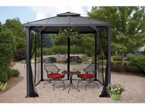 Hard Top Gazebo Metal Frame Canopy Mosquito Netting 8 X 8 Outdoor with regard to size 1023 X 790