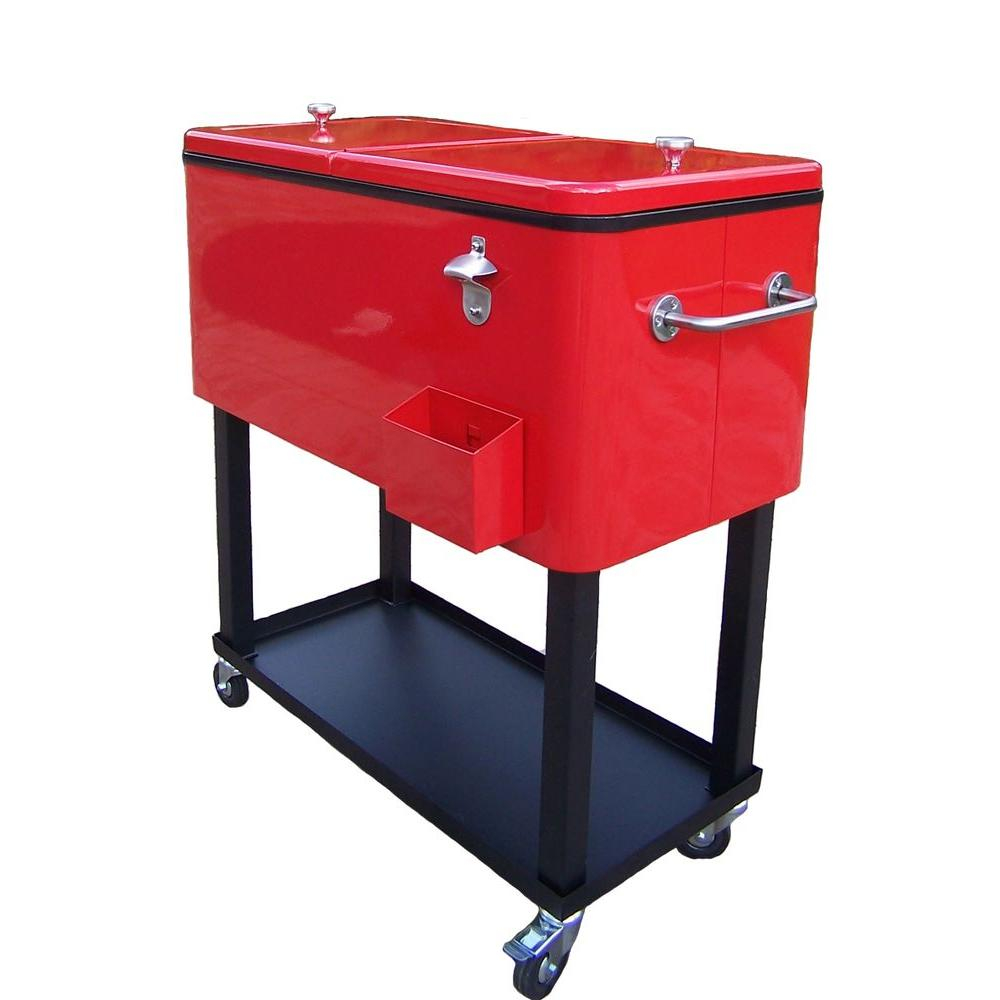 Oakland Living 80 Qt Steel Red Patio Cooler Cart 90010 Rd The within measurements 1000 X 1000