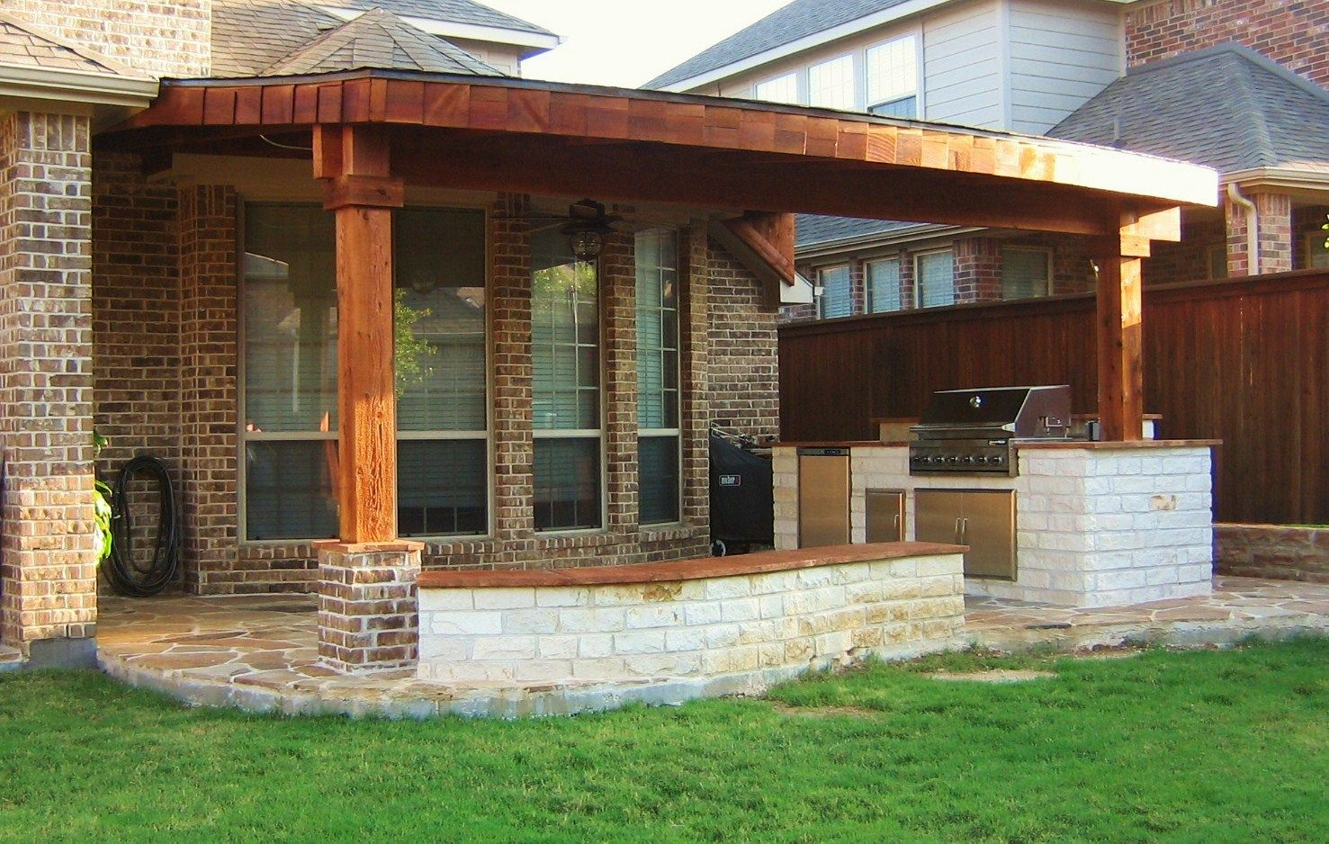 Patio Designs 14x24 Cedar Patio Cover Complete With 2 Brick intended for size 1477 X 938