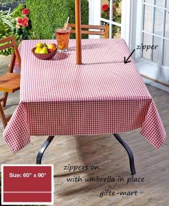 Red 90 Long Zippered Vinyl Umbrella Hole Table Cover Outdoor Patio pertaining to sizing 819 X 1000