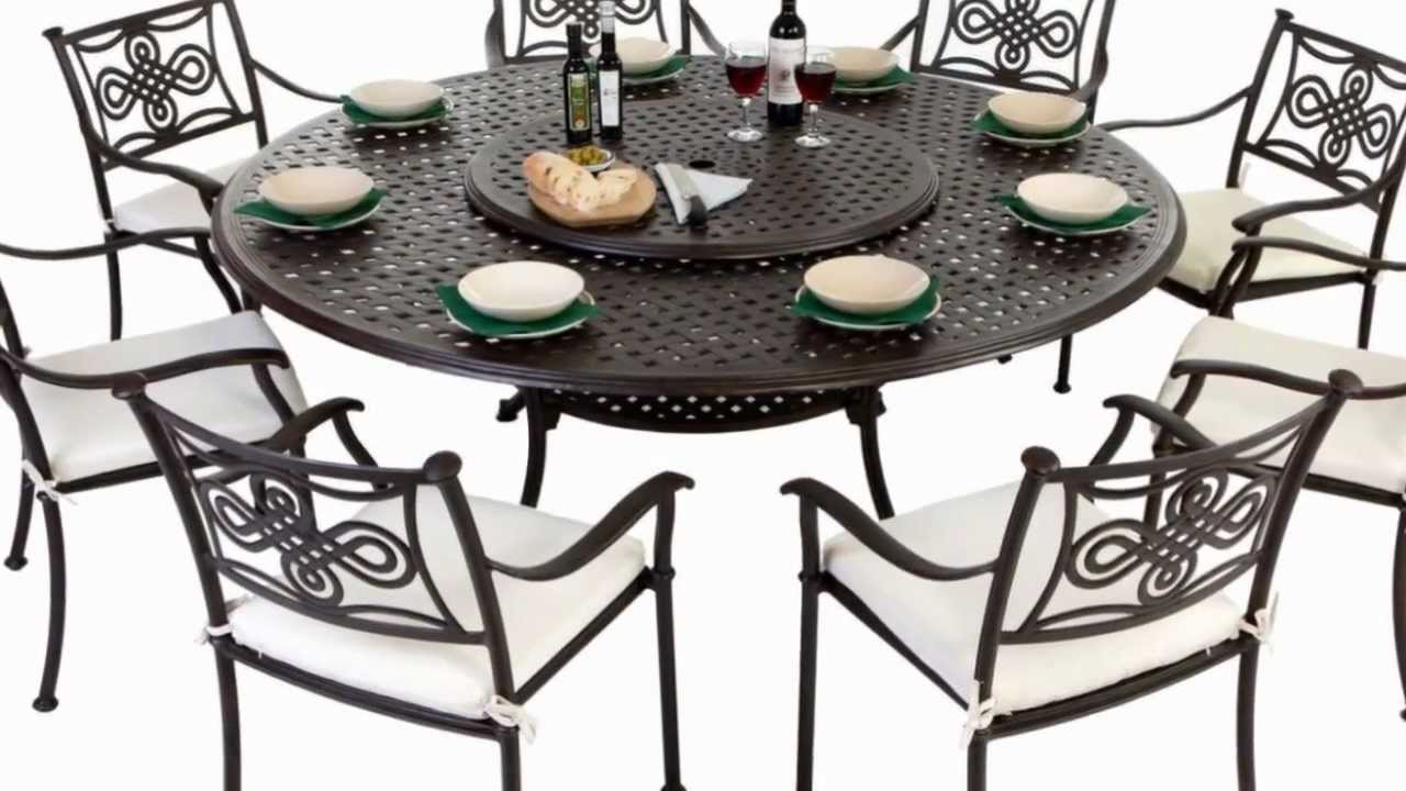 Round 8 Seater Cast Aluminium Garden Furniture Set With Seat Pads throughout measurements 1280 X 720