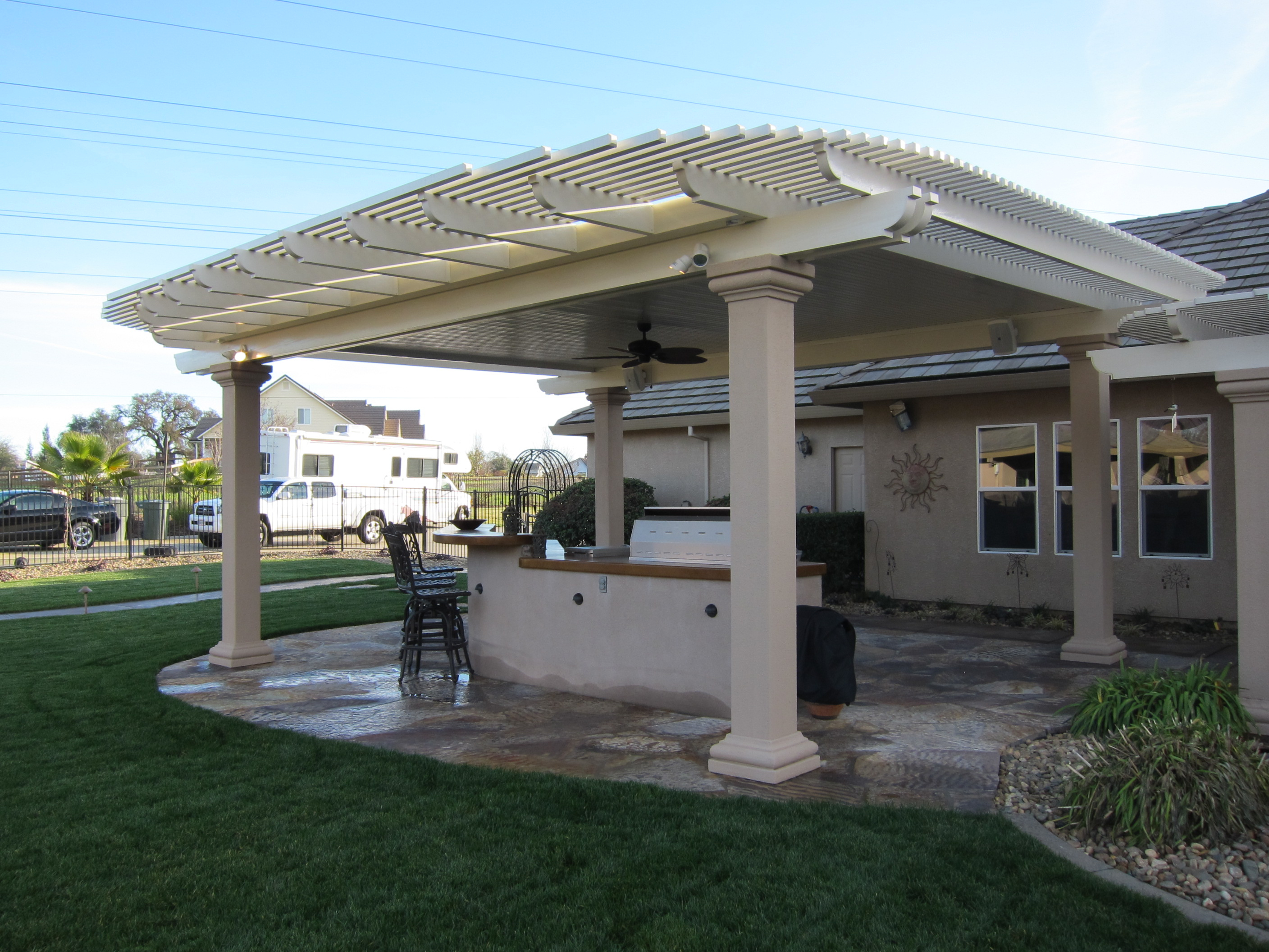 Solid Roof Patio Cover Plans Combination Style Solid And Lattice with regard to dimensions 2816 X 2112