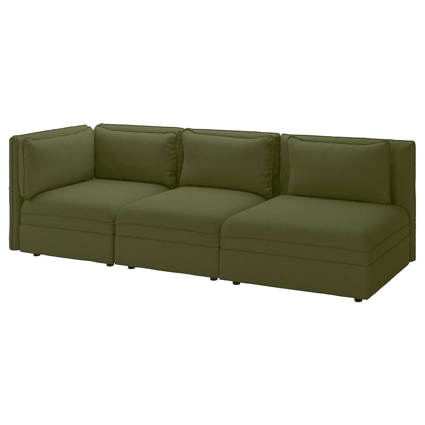 3 Seat Modular Sofa With Sofa Bed Vallentuna With Open End Orrsta Olive Green for dimensions 1400 X 1400