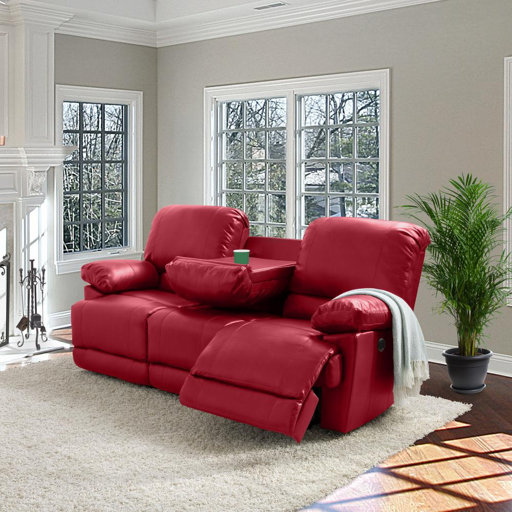Corliving Plush Power Reclining Red Bonded Leather Sofa With for proportions 1000 X 1000