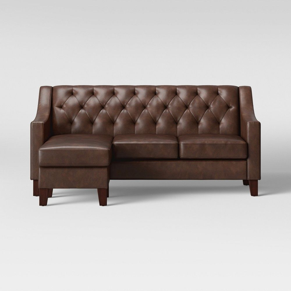 Felton Reversible Chaise Sofa Faux Leather Espresso pertaining to sizing 1000 X 1000