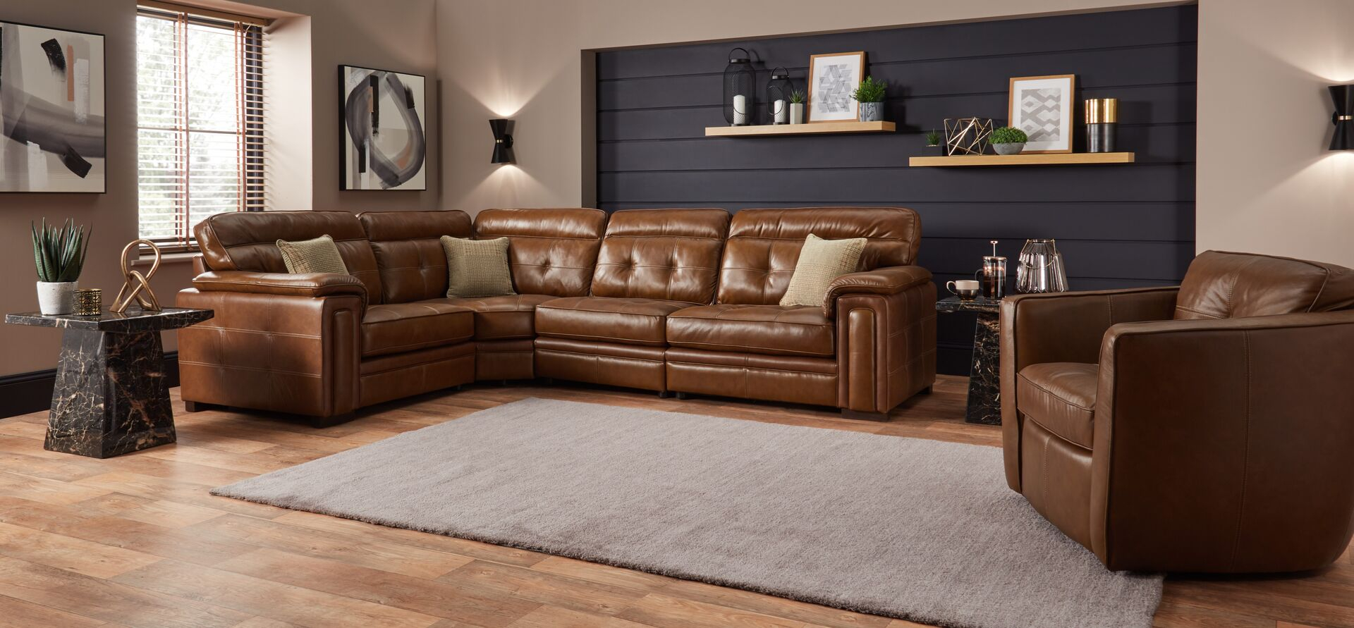 Scs Tan Leather Corner Sofa • Patio Ideas