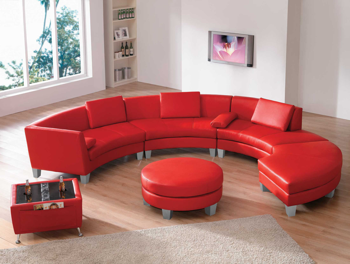 Furniture Modern Red Leather Sectional Sofa For Modern for dimensions 1400 X 1058