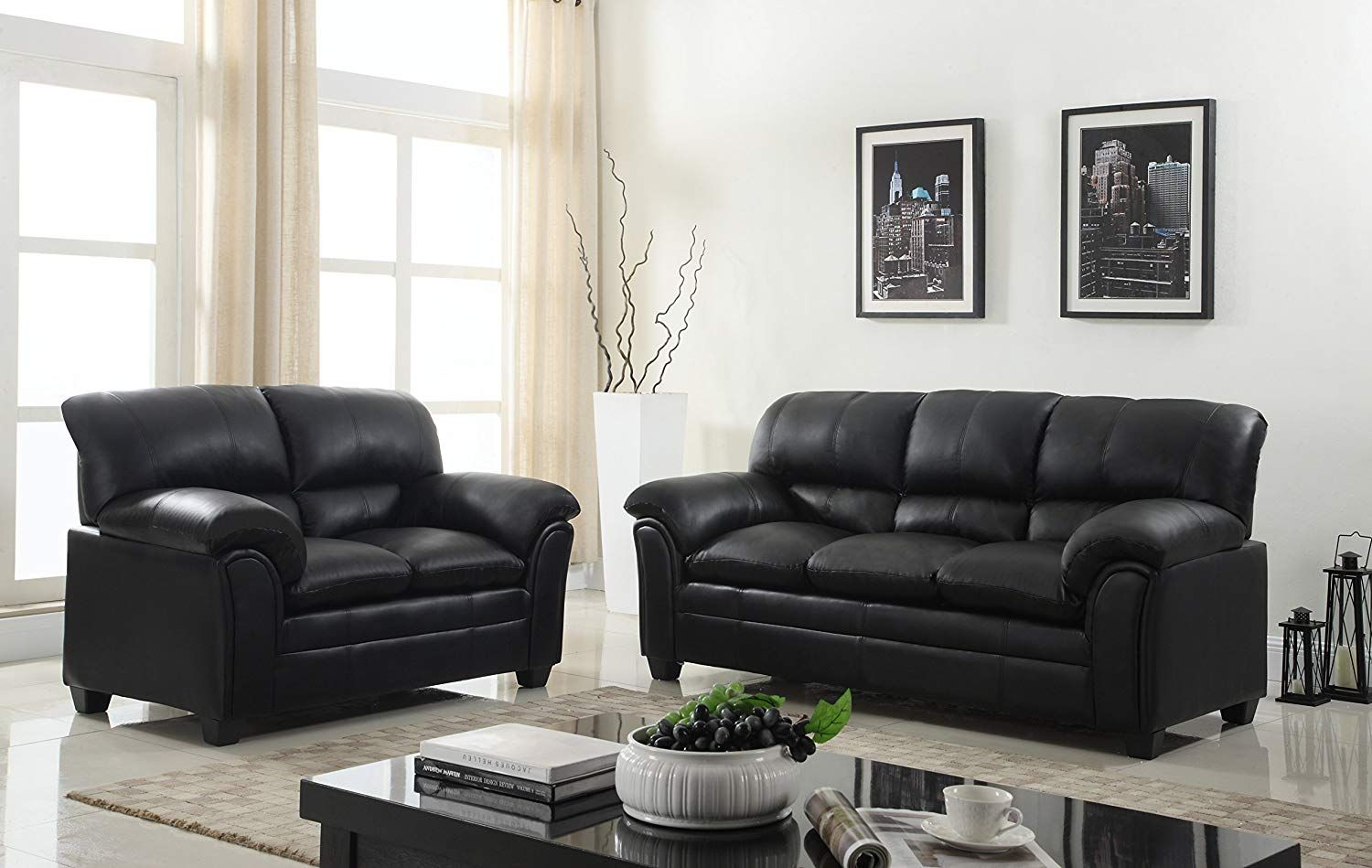 Gtu Furniture New Faux Leather Sofa And Loveseat Living Room for sizing 1500 X 949