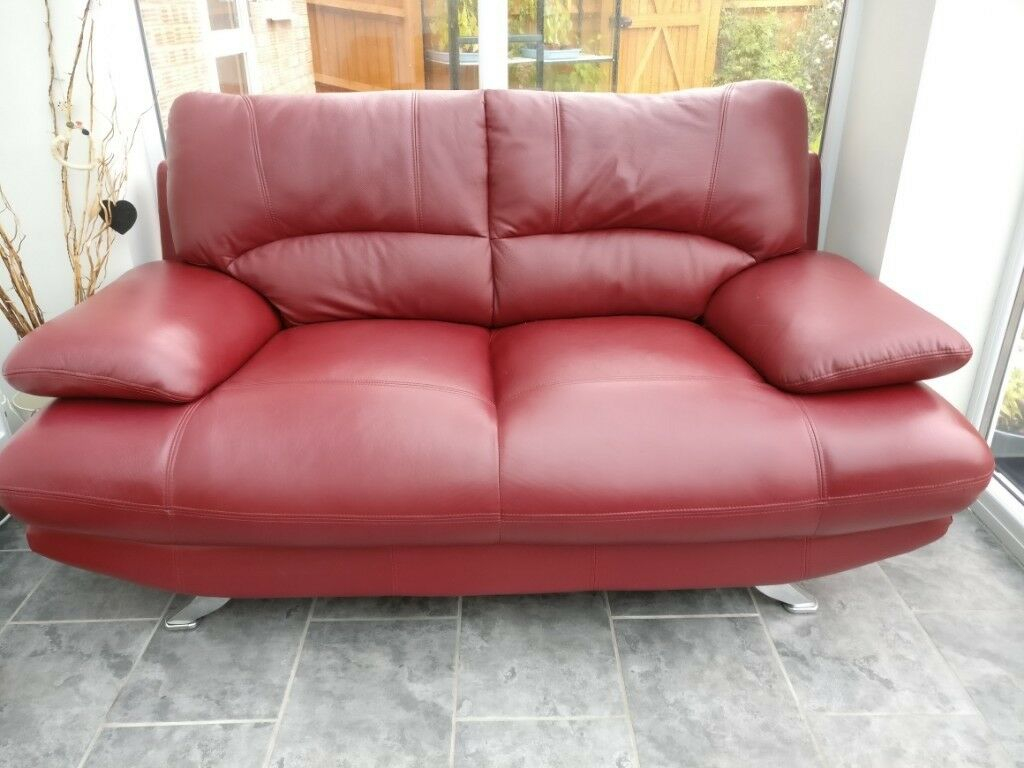 harveys red leather sofa