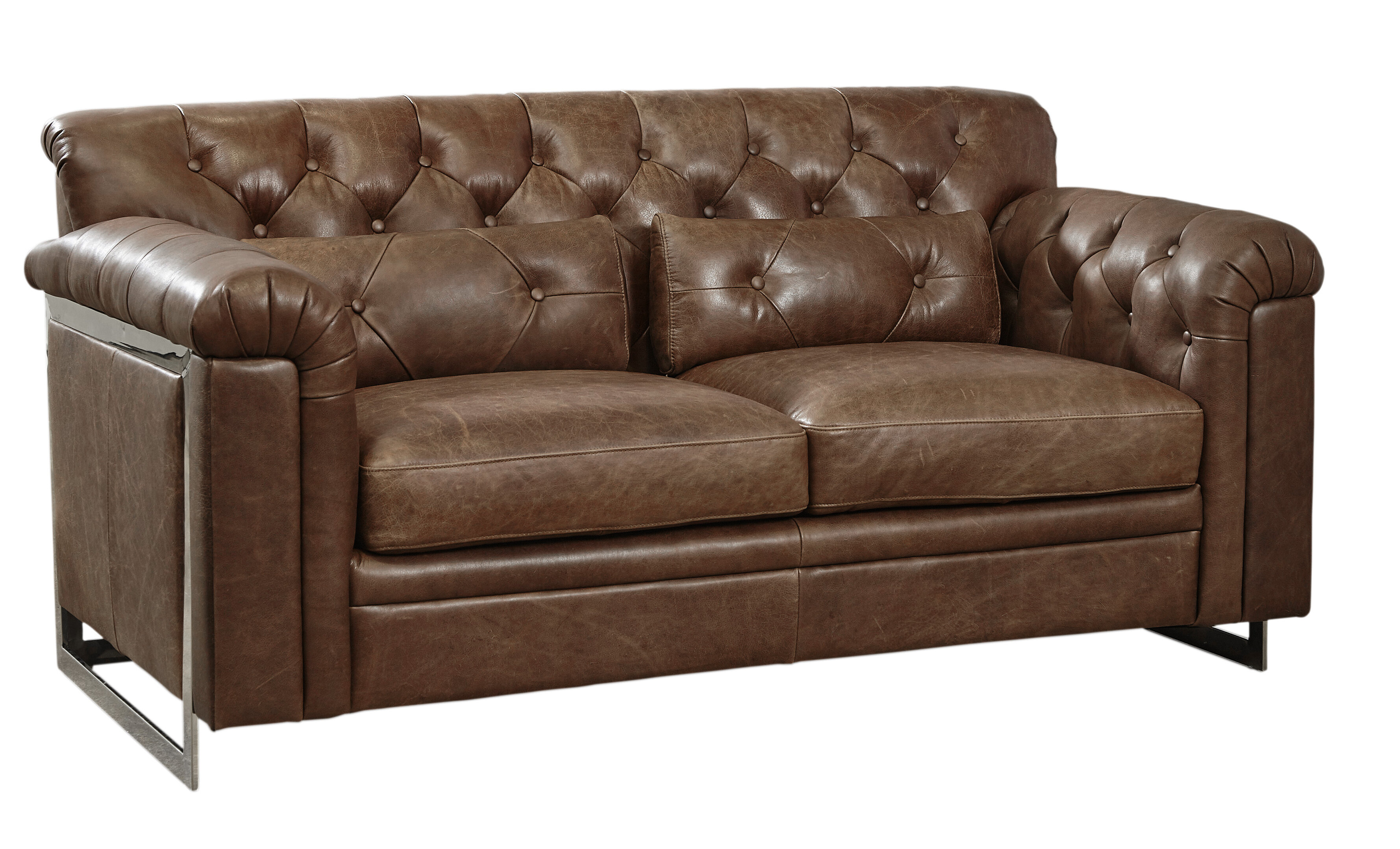tufted leather loveseat sofa