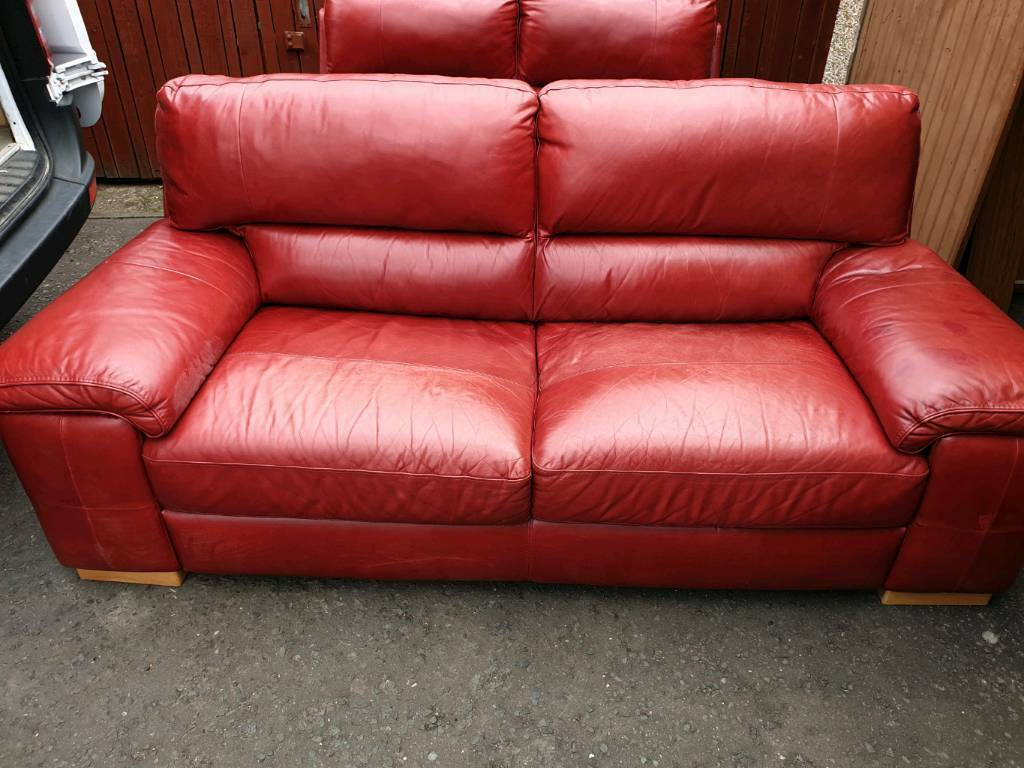 gumtree red leather sofa