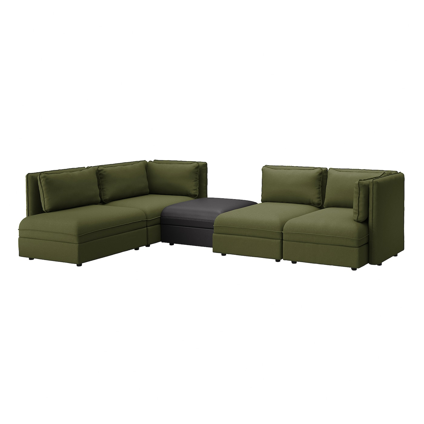 Modular Corner Sofa 4 Seat Vallentuna With Storage Orrstamurum Olive Greenblack throughout sizing 1400 X 1400