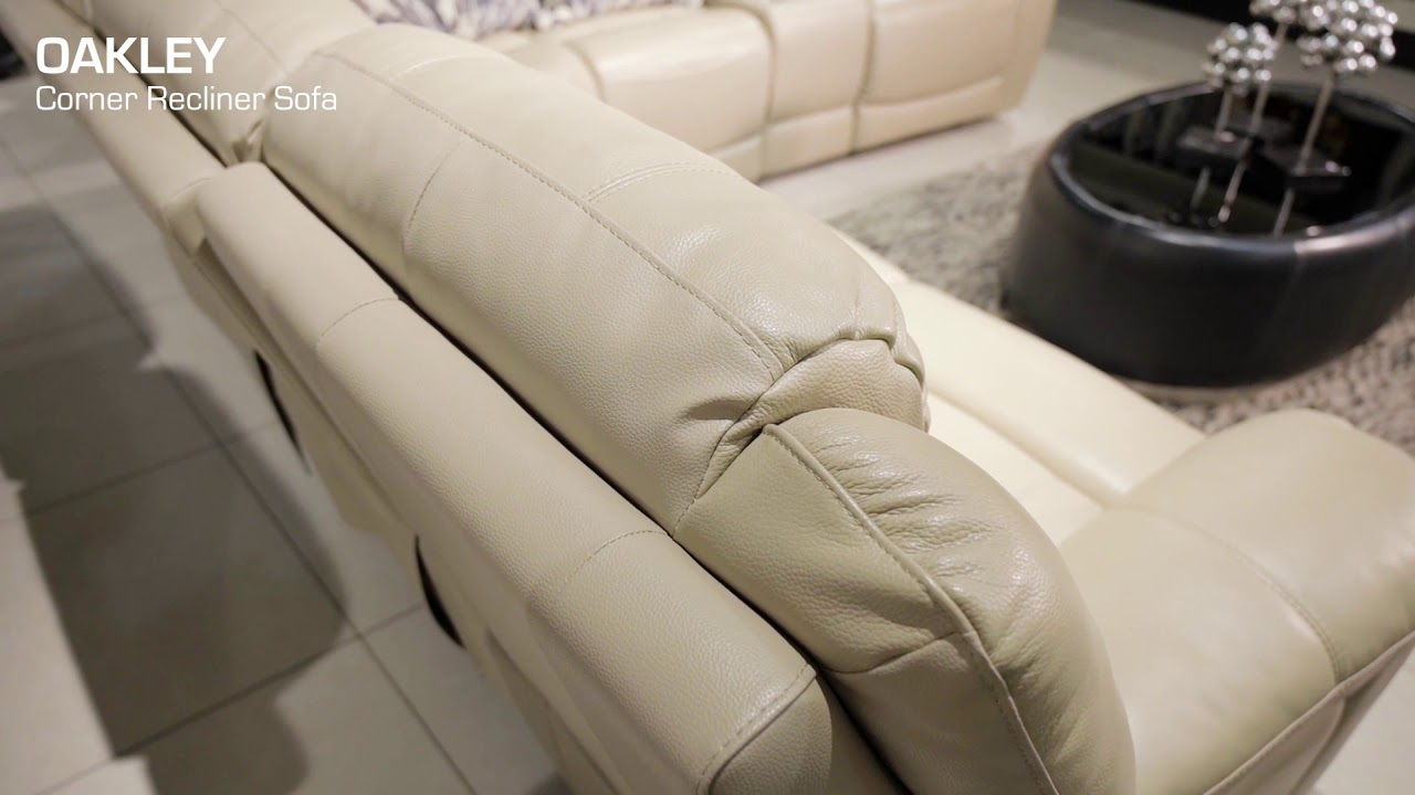 oakley tan reclining leather sofa