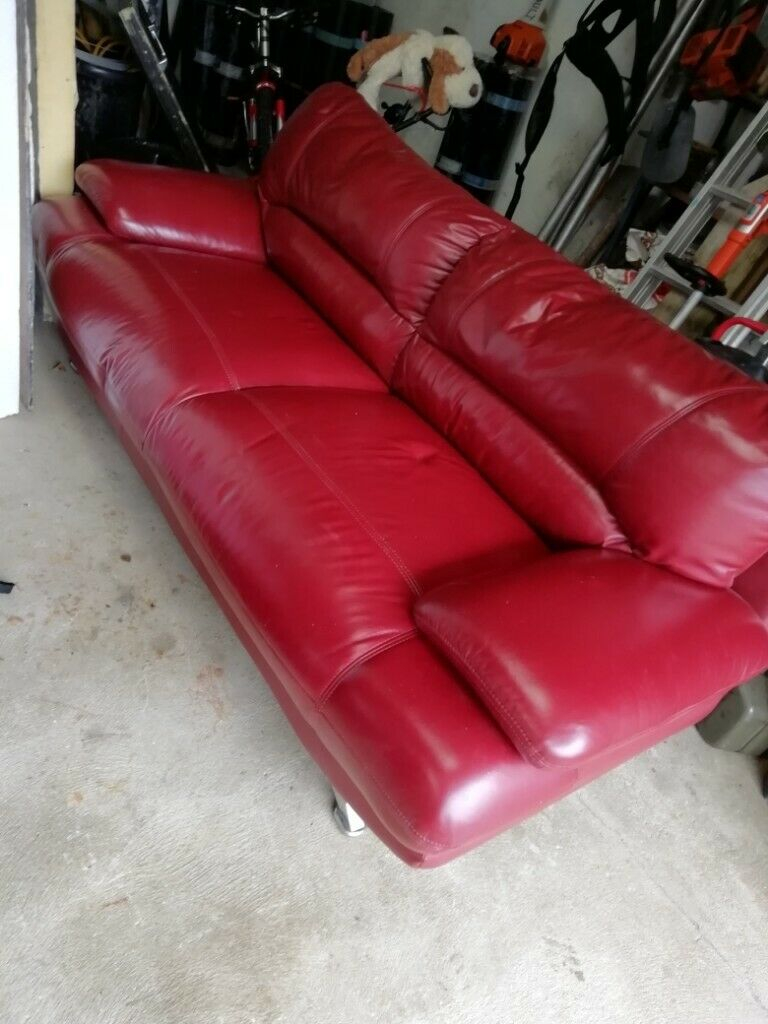 Scarlett Red 3 Seater Leather Sofa In Ballymena County Antrim Gumtree with regard to measurements 768 X 1024