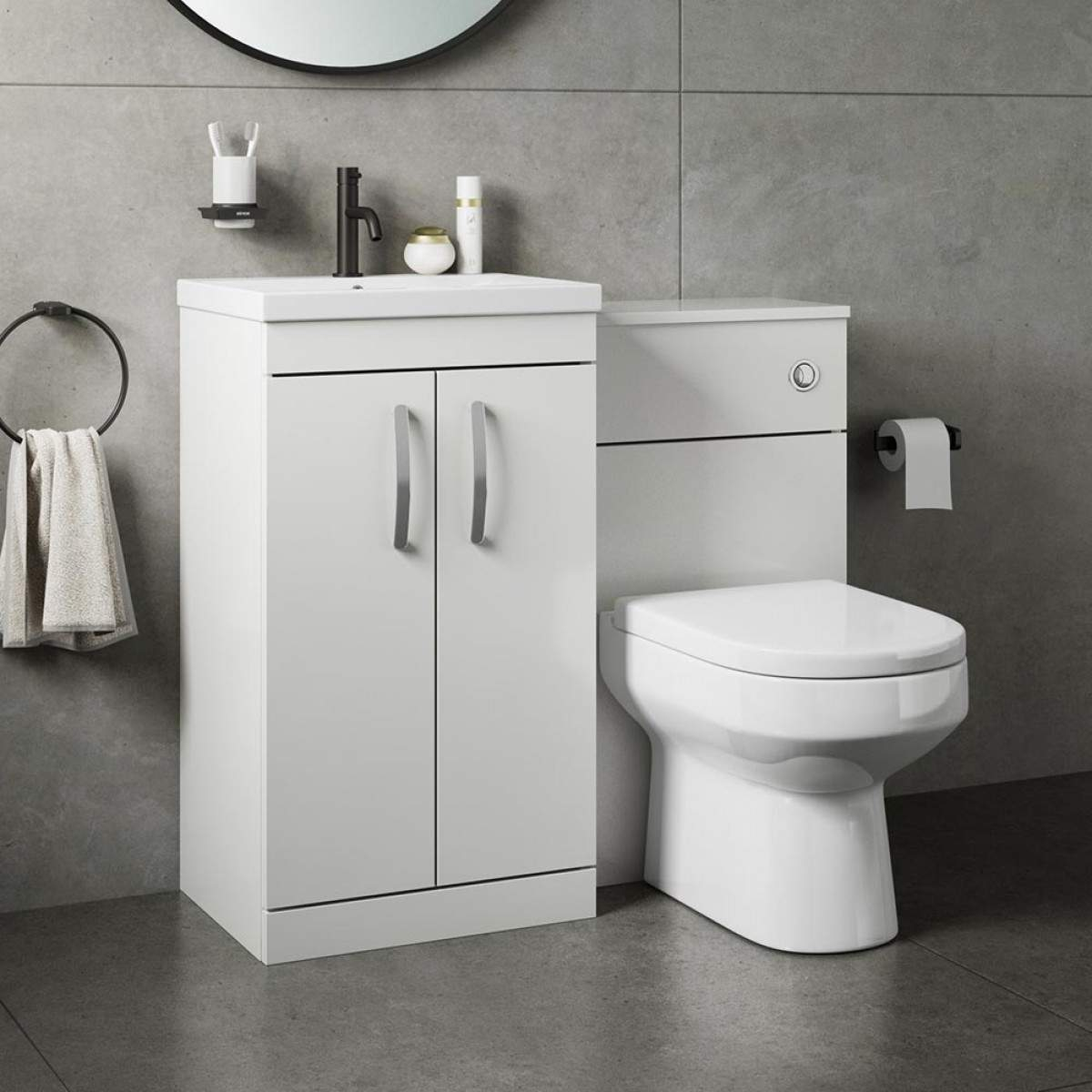 White Gloss Mirrored Bathroom Cabinet 500mm • Patio Ideas