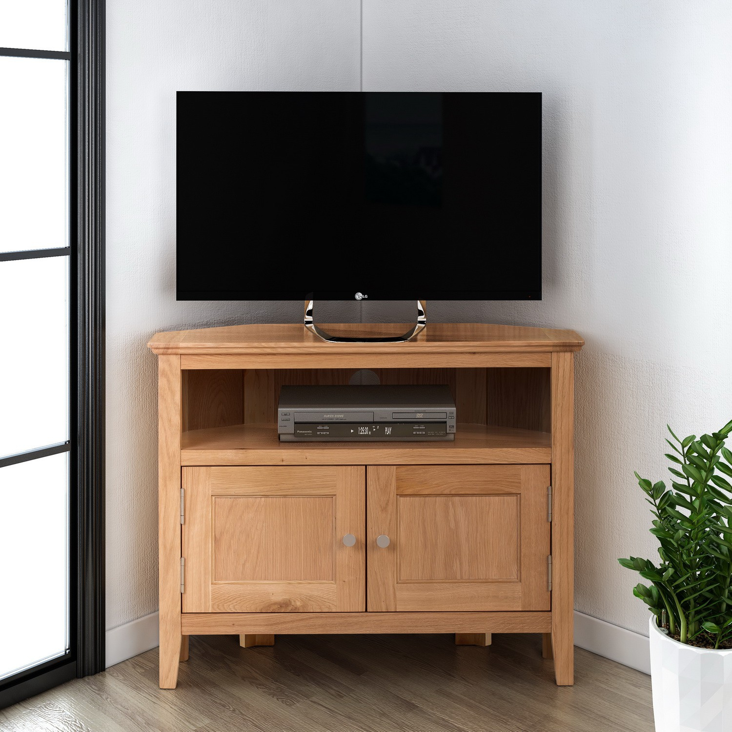 Oak Veneer Corner Tv Unit • Patio Ideas
