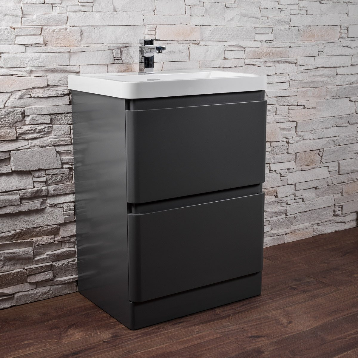 Grey High Gloss Freestanding Bathroom Cabinet • Patio Ideas